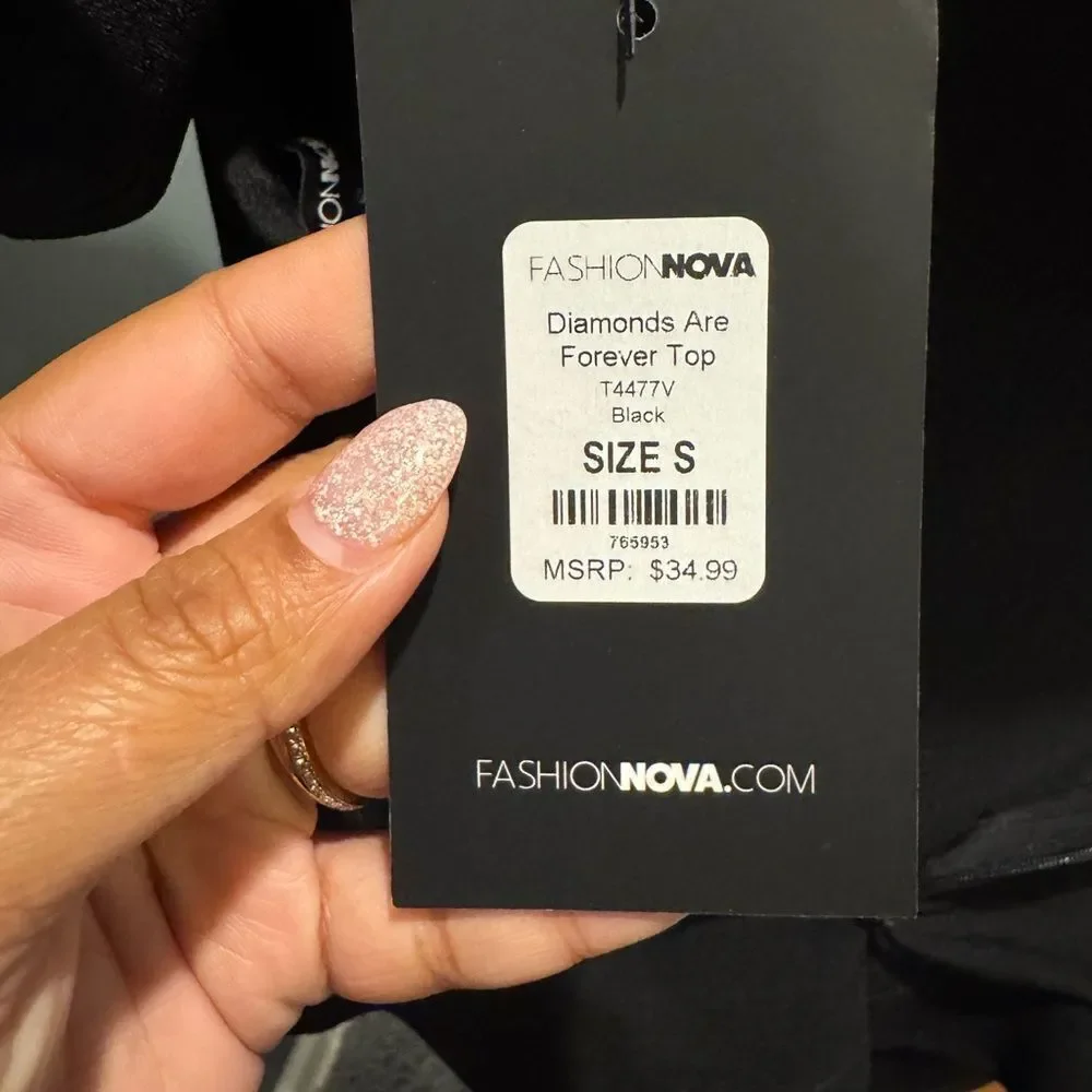 Fashion Nova Black Diamonds Are Forever Top in size small